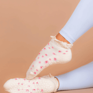Pilates Honey Rosewater Ruffle Ankle Grip Socks