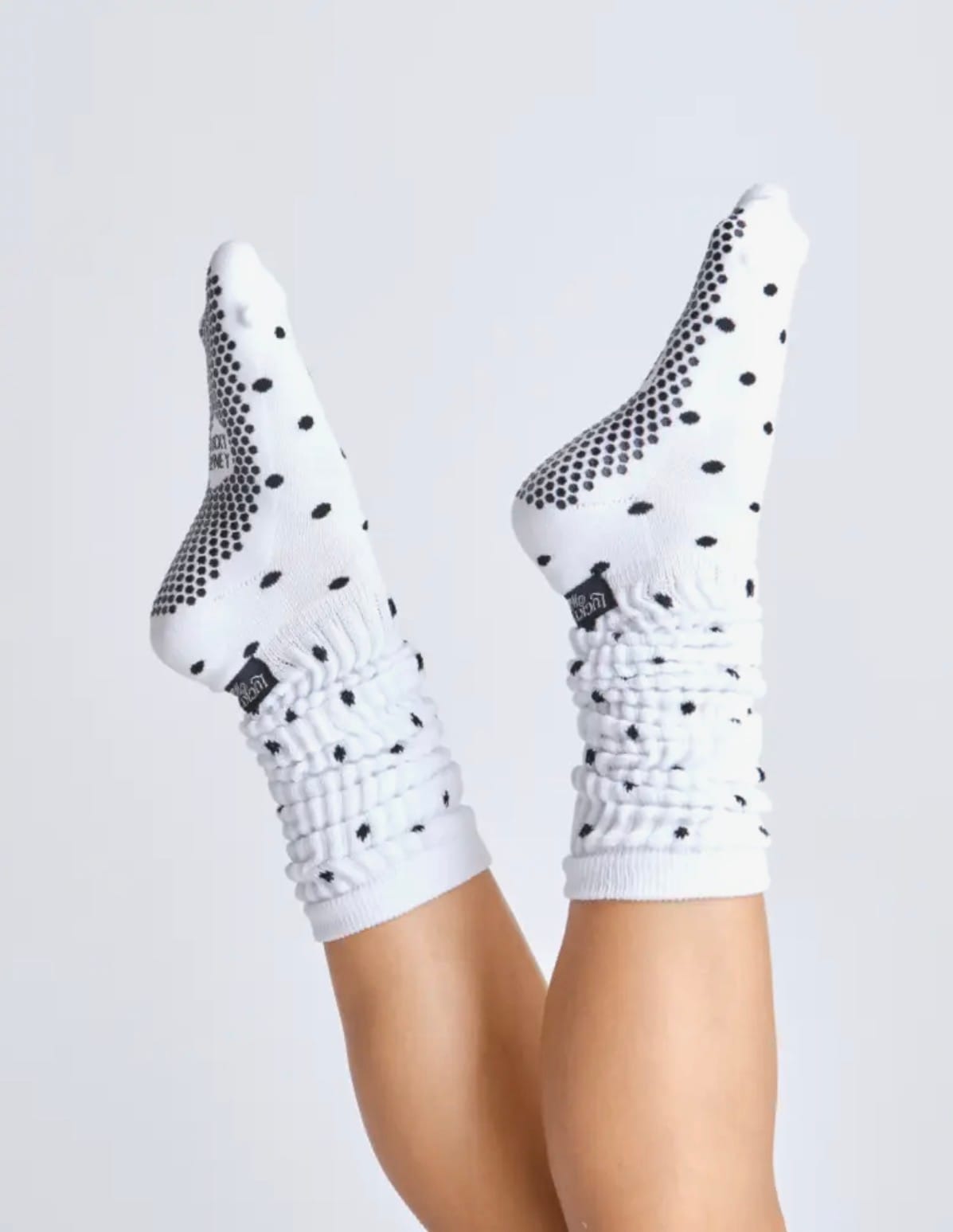 Lucky Honey The Chunky Grip Sock Black & White Polka Dot